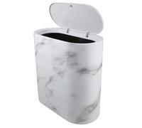 MUSISALY Poubelle Mince en Plastique Effet Marbre Blanche Petite Poubelle Multifonction Cuisine Salle de Bain Chambre Salon - Corbeille à Déchets Compacte pour Optimisation D’Espace