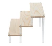 MUSISALY Présentoir Acrylique à Plusieurs Niveaux pour Parfums et Bijoux Organisateur Étagé Polyvalent Bois et Acrylique Étagère Exposition Contremarches pour Cosmétiques Rangement pour