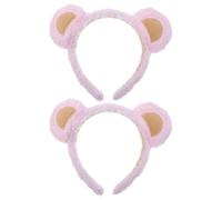 MUSISALY Serrage-têtes à Oreilles D'ours en Peluche Rose Lot de 2 Ultras Doux et Multifonctionnels ou Fête Halloween pour Maquillage pour Spa