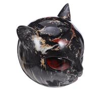 MUSISALY Statuette Tête de Chat en Résine Noire Yeux Rouges Sculpture Décorative Miniature pour Intérieur Ornement de Maison et Bureau Figurine de Chat Sculptée Décoration Moderne