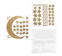 MUSISALY Stickers Muraux Autocollants en Pvc Doré 3 Feuilles Étoiles Lune Nuages 3d Amovibles Décor Chambre Bébé Crèche Décoration Murale Garçon et Filles