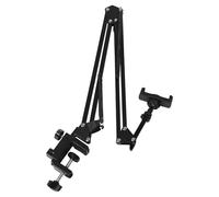MUSISALY Support de Téléphone à Bras Pliable en Fer et Abs pour Bureau Angle Ajustable, pour Streaming en Direct et Appels Vidéo, Design Noir Compact