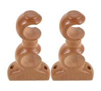 MUSISALY Supports Doubles Base Classique Romaine Lot de 2 Structure Ajustable en Bois Beige pour Tringles à Rideaux pour Supports de Rideaux de Chambre
