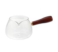 MUSISALY Théière en Verre 350ml avec Poignée en Bois, Infuseur Amovible pour Infusion Aromatique, Chauffe-lait Pratique pour Service de Thé Élégant la Maison