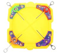 MUSISALY Toupie de Combat Amusante pour Garçon et Filles, Set 1 Plateau Jaune 4 Gyroscopes Résistants à l'usure 4 Tirettes, Gyroscopique Interactif de Compétition pour Jeux en Famille
