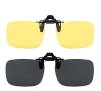 Musivon Lot de 2 paires de lunettes de soleil pour porteurs de lunettes de soleil à clip pour homme et femme, noir et jaune nuit, 62 * 40