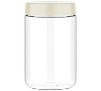 Musiwanna Overnight Oats Bocal en verre borosilicate avec couvercle réutilisable à large ouverture pour salade, dessert, céréales, lait, fruits 600 ml (couvercle blanc)