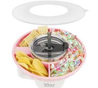 Musiwanna Plateau à goûter avec couvercle pour tasse Stanley de 887 ml, uniquement pour 887 ml, bol à goûter compatible avec gobelet de 887 ml, support en silicone avec 3 compartiments, assiette à