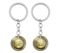 Muslim Islamic Allah Charm Keychain 2pcs en Acier Inoxydable Clés De Porte-clés Vintage De À Main Pendent