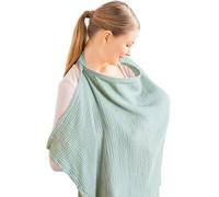 Muslin Nursing Covers For Breastfeeding, Privacy Breast Feeding Cover With Arch Neckline For Mom And Baby, Breathable 100% Cotton Covers With Rigid Hoop, Multi-use Carseat Canopy, Stroller Cover