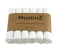 MuslinZ 6pk Luxe Bamboo/Organic Cotton Muslin Squares 70cm - Blanc