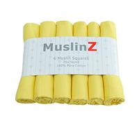 Muslinz Lot de 6 langes en mousseline carrés Jaune
