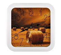 MUSM Hay Bales Horloge murale carrée moderne minimaliste à piles haute précision Décoration d'intérieur pour salon, cuisine, chambre à coucher et bureau