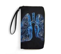 MUSM Portefeuille en cuir synthétique avec dragonne, portefeuille zippé autour de 4 emplacements pour cartes et poche zippée pour pièces de monnaie, poumons sous la pochette légère pour voyage