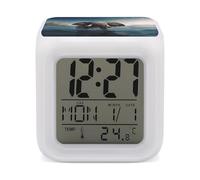 MUSM Réveil numérique en forme d'éléphant d'Afrique avec affichage LED, 7 couleurs changeantes pour chambre à coucher et décoration de chambre