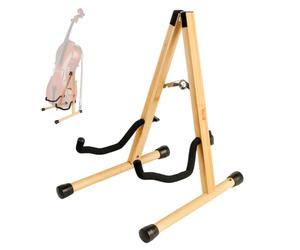 MUSO Support de violoncelle avec support pour archet, support de violoncelle pour violoncelle 1/2, 3/4, 7/8, 4/4 de taille normale (bambou)