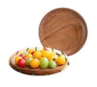 Muso Wood Assiettes Rondes en Bois d'Acacia - 20 cm - Plateau de Service Rond - 2 Pièces - Pour Dessert, Petits Pains, Gâteaux