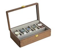 muso wood Boîte à montres en bois de noyer massif d'Amérique du Nord de luxe avec fenêtre en verre 30 x 17,5 x 8,5 cm