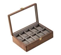 muso wood Boîte de présentation pour montres à 10 emplacements pour homme, boîte de rangement de montres avec couvercle en verre, boîtier de montre avec coussin amovible en velours, cadeau de fête des