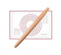 Muso Wood Rouleau à pâtisserie - Rouleau à pâtisserie français pour la cuisson - Rouleau à pâtisserie Rolling Pin avec tapis de cuisson en silicone (40 cm - Bois de hêtre)
