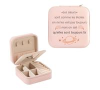 musoeica Cadeau Sœur Boîte à Bijoux avec 2 Niveaux en Cuir, Cadeau pour Saint Valentin, D'école Fin D'année, Cadeaux Meilleure Amie Femme Coffret de Rangement Bijoux de Voyage avec Miroir pour Femme
