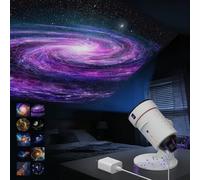 Musqua Projecteur galaxie et machine à bruit blanc avec 28 sons, minuterie de sommeil, fonction mémoire, veilleuse ciel étoilé, projecteur de planétarium parfait pour la relaxation, l'enseignement, la