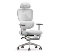 MUSSO E600SE Chaise de bureau ergonomique à 3 niveaux réglables avec accoudoirs et appuie-tête réglables en 3D avec repose-pieds, adaptée pour femmes et adolescents, protection de la colonne