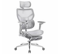 MUSSO X700 Chaise de Bureau avec Soutien Lombaire GlideTrack, Gris Clair | Accoudoirs 6D, Appui-tête 4D, Assise coulissante et Repose-pieds, CloudMesh, Inclinaison 5 niveaux
