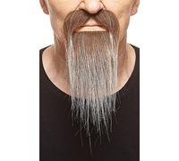 Mustaches Auto-Adhésives, Nouveauté, Ducktail Fausse Barbe, Faux Cheveux Faciaux, Brun avec Grise Couleur