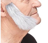 Mustaches Auto-Adhésives, Nouveauté, Fausse Mutton Chops Rouflaquettes, Grise avec Blanche Couleur