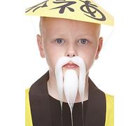 Mustaches Auto-Adhésives, Nouveauté, Léger Shaolin Fausse Barbe et Fausse Moustache, Blanche Couleur