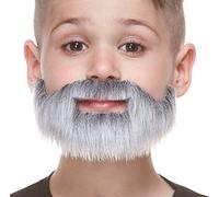 Mustaches Auto-Adhésives, Nouveauté, Léger, Short Boxed Fausse Barbe, Grise avec Blanche Couleur