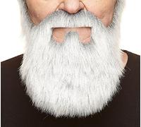 Mustaches Auto-Adhésives, Nouveauté, Old Merchant Fausse Barbe, Faux Cheveux Faciaux, Grise avec Blanche Couleur