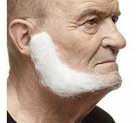 Mustaches Auto-Adhésives, Nouveauté, Réaliste, L Shaped Fausse Mutton Chops Rouflaquettes, Blanche Couleur