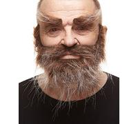 Mustaches Auto-Adhésives, Nouveauté, Réaliste, Traper Fausse Barbe Fausse Moustache et Fausse Les Sourcils, Brun avec Grise Couleur