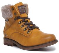 MUSTANG 1295-609 Femmes à Lacets Décontracté Bottines Jaune Taille UK 4 - 8
