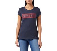 MUSTANG Alina C Logo Tee T-Shirt, Blue Nights 4085, XS Femme
