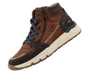 MUSTANG - Baskets cognac à talon plat avec des lacets et un zip latéral - Taille numeric_44
