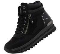 MUSTANG - Baskets noires à talon semi-compensé avec des lacets et un zip latéral - Taille numeric_39