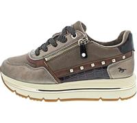 MUSTANG - Baskets taupe à semelle à talon plateau avec des lacets et un zip latéral - Taille numeric_36