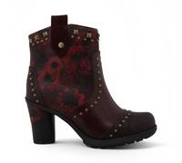 Mustang Bottine à Talon Femme Rouge Vin Florale Western Casual à Studs Cheville
