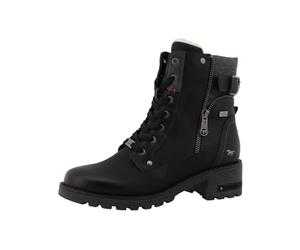 MUSTANG - Bottines noires à talon décroché moyen avec une doublure en maille sherpa - Taille numeric_36