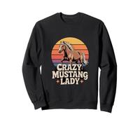 Mustang Cheval « Crazy Mustang Lady » rétro équestre Sweatshirt