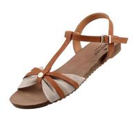 Mustang Femme 1307-814 Sandale Plate, Beige Jean, 37 EU