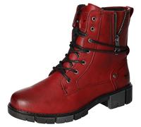 Bottines - MUSTANG - Rouge - Talon 4 cm - Hauteur tige 16 cm - Lacets et zip latéral 37