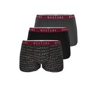 MUSTANG Lot de 3 boxers rétro pour homme avec imprimé Words, Noir / Print Words / Anthracite, L