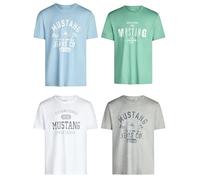 MUSTANG Lot de 4 t-Shirts pour Homme avec imprimé sur Le Devant et col Rond - Mélange de Couleurs Bleu et Noir - Multicolore - XXX-Large - Mélange de Couleurs (P22)