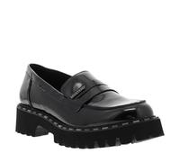MUSTANG - Mocassins noirs vernis avec un talon décroché bas et à slip-on - Taille numeric_40