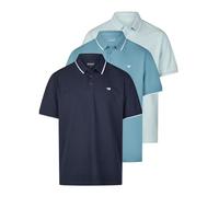 MUSTANG Pablo Lot de 3 polos à manches courtes pour homme - Coupe droite - En coton uni - Bleu, vert, noir, blanc - Tailles S, M, L, XL, XXL, 3XL, 4XL, 5XL, 6XL