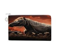 Mustang Romantique Porte-monnaie Mini Pochette Échange Portefeuille avec Porte-clés Porte-monnaie Portable Toile Porte-monnaie